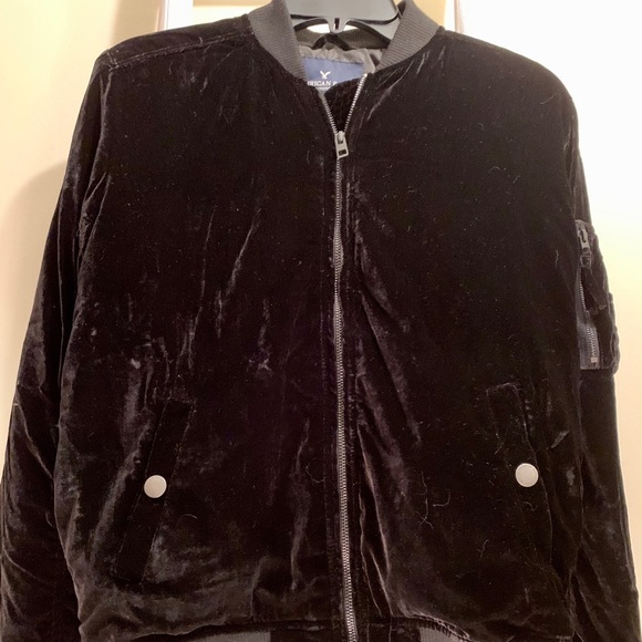 Black Velvet Bomber Jacket - Picture 5 of 5